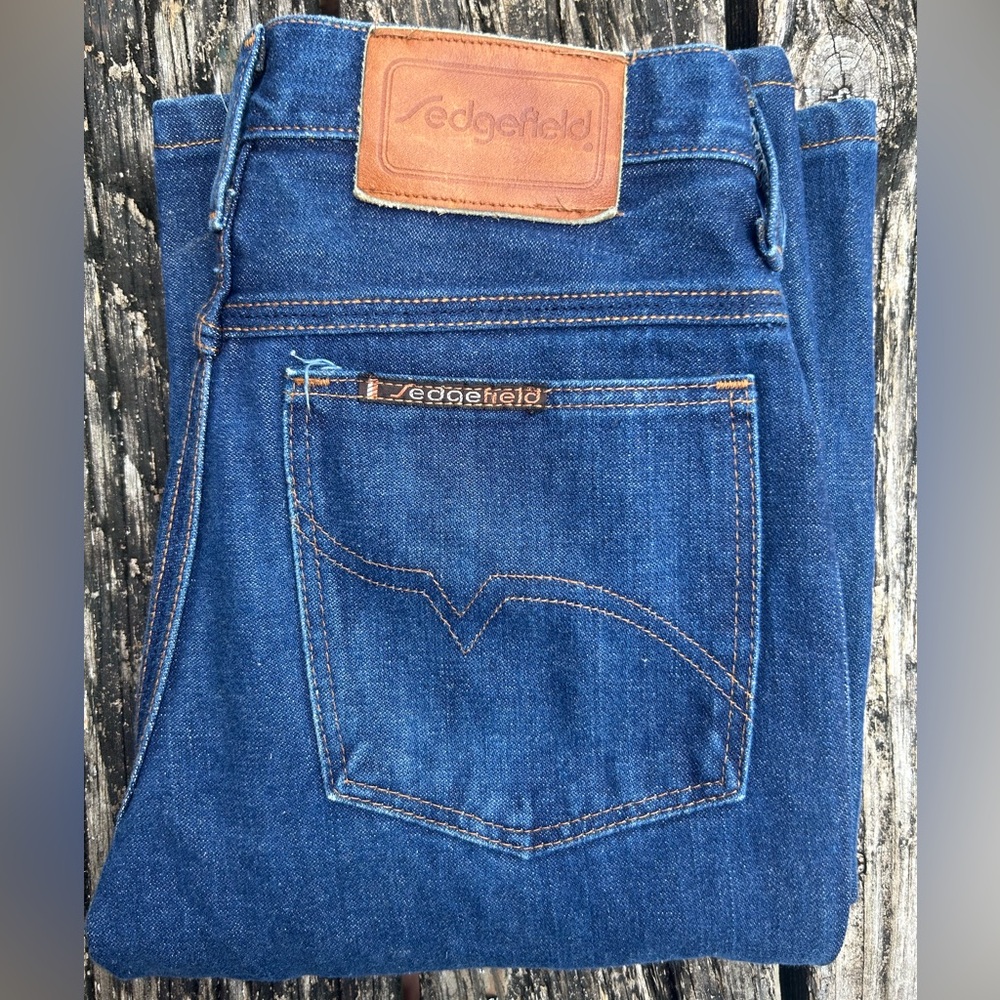 Vintage 70’s Sedgefield Do Nothing Western Denim Blue Jeans Size 28 x 32 USA E1
